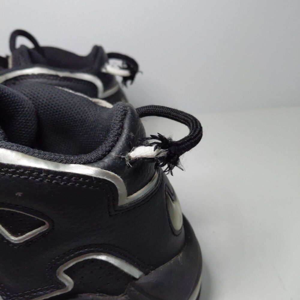Nike Air More Uptempo Black Metallic Silver Athletic Sneakers Womens 8.5 - Picture 4 of 9